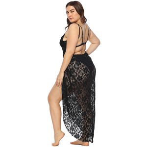 Vestido playero personalizado de una pieza para mujer, vestido playero Sexy de encaje, talla grande, color negro, <span class=keywords><strong>2022</strong></span> - Product Image 4