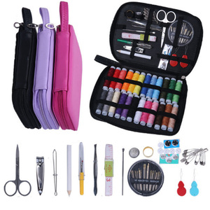 Sewing Kit Portable Leather Oval Sewing Set With Thread Needles Scissors For Home Sewing - Product Image 1