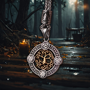 Nórdico vikingo Odín triángulo Logo <span class=keywords><strong>runa</strong></span> <span class=keywords><strong>Runa</strong></span> colgante Árbol de la vida collar de acero inoxidable ocasiones de regalo Material de acero de titanio - Product Image 5