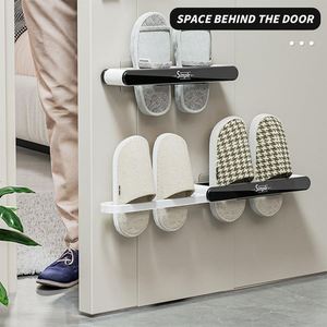 Organisateur de chaussures mural pliable et extensible en plastique, avec petites fentes, pour pantoufles, avec bande adhésive - Product Image 3
