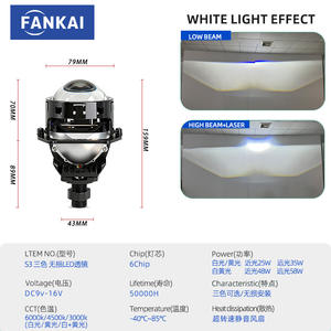 Faro Delantero Automotriz Universal H4H7 de Alta Potencia con Lente Bi-Xenón LED Tricolor S3 de 3 Pulgadas y 58W para Amarok Golf, Color 3000K sin Pérdida de Calidad - Product Image 2