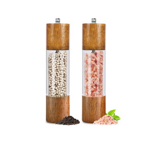 Moulin à sel et à poivre personnalisé, écologique, alimenté par USB, rechargeable, avec batterie au lithium, dessus en bois, pour les voyages - Product Image 1