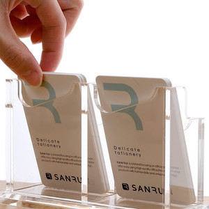 Suporte Vertical Artesanal Ecológico de Acrílico com 2 Bolsos para Cartões de Visita - Organizador de Mesa para Escritório - Product Image 4