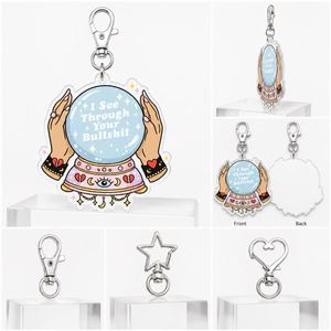Porte-clés humoristique pour la vente en gros : « Je vois traverser votre connerie » avec breloque boule de cristal, en vrac - Product Image 5