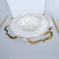 Napperons en acrylique découpé au laser en forme de fleur napperons décoratifs de table en acrylique doré assiettes de présentation florales en acrylique