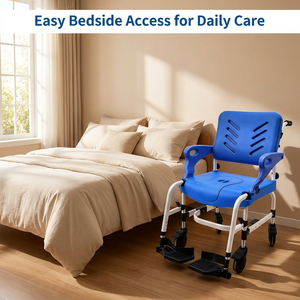 Silla de Inodoro Ligera de Aluminio con Ruedas, Silla de Baño Móvil para Ancianos, Discapacitados, Cuidado en el Hogar, Hospital y Enfermerí<span class=keywords><strong>a</strong></span> - Product Image 3