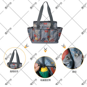 Bolsa para herramientas de jardín, tela Oxford, 15-19 bolsillos, resistente al agua, doble asa, diseño de flores azules, uso en exteriores - Product Image 3