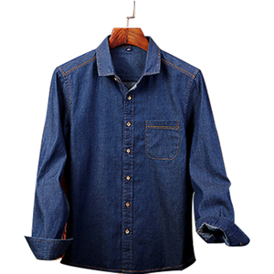 Stocklot con estilo de los hombres de algodón de manga larga casual <span class=keywords><strong>jeans</strong></span> camisa de denim - Product Image 2