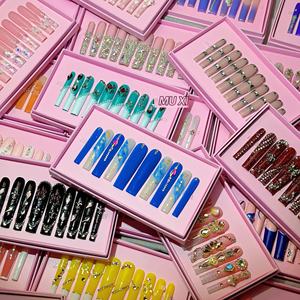 <span class=keywords><strong>Uñas</strong></span> acrílicas <span class=keywords><strong>de</strong></span> lujo hechas a mano, 10 Uds., gel pintado a mano bellamente a presión, diseño personalizado, <span class=keywords><strong>uñas</strong></span> artificiales - Product Image 3