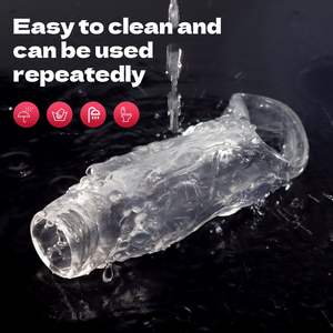 Pénis masculin manchon d'extension préservatif gode en silicone sous-vêtements en chair préservatif réutilisable civière et boule avec ceinture manchon de pénis - Product Image 4