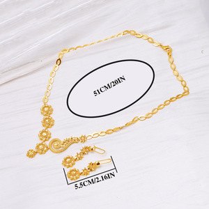 24K <span class=keywords><strong>Gold</strong></span> Plated Brass Classic Earring Necklace Dubai Saudita Noiva Casamento <span class=keywords><strong>Set</strong></span> para Mulheres Estilo Romântico Copper Party Aniversários - Product Image 4