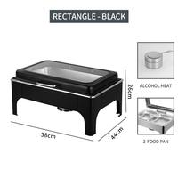Edelstahl Chafing Dish für Restaurants, Hotels und Hochzeiten, 9L, Schwarz, Hydraulisch, Gasbeheizt, Buffet-Speisenwärmer
