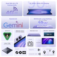 Tablette DOOGEE Tab G6+ Android 15 Gemini Al, écran 11'', double haut-parleurs, batterie 8000 mAh, 8 Go 256 Go, compatible Widevine L1, tablette intelligente