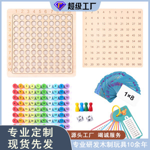 Tavola di Moltiplicazione in Legno per Bambini <span class=keywords><strong>1</strong></span>-100 Puzzle Numerico 3-in-<span class=keywords><strong>1</strong></span> Giocattolo Educativo Ecologico CE - Product Image 6