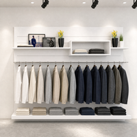 Présentoir de vêtements autoportant blanc à deux poteaux avec base de mannequin pour aménagement de boutique