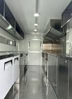 Remorque alimentaire mobile personnalisable en acier inoxydable/aluminium, cuisine complète, nettoyage facile, double essieu, logo personnalisé, restauration rapide en extérieur