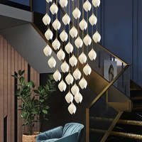 Meilleur Prix Nordic Art Luxe Blanc Céramique Fleur Pendentif lustre pour Salon Escaliers Villa
