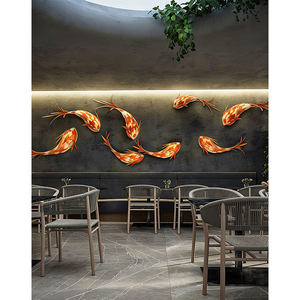 Lampe murale de style japonais en forme de poisson Koi, abat-jour en plâtre, source de lumière LED pour la décoration des restaurants, des hôtels et des couloirs - Product Image 2