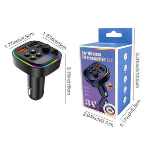 C16 Transmisor FM inalámbrico Kit de coche Reproductor de MP3 Bluetooth con cargador rápido USB tipo C dual 5V3A Luz colorida - Product Image 5