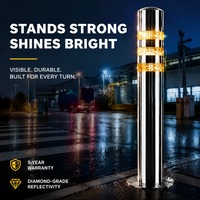 Bolardo Reflectante de Acero Inoxidable Anticolisión, Barrera de Seguridad para Carreteras Urbanas y Protección de Advertencia en Estacionamientos