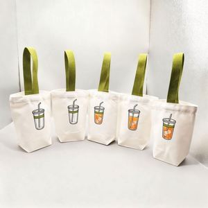 Sac fourre-tout en toile de coton réutilisable, personnalisable avec logo, idéal pour bouteilles d'eau, thé au lait et boissons – Offre Spéciale - Product Image 1