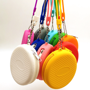 Bolsa de moedas de silicone personalizada, bolsa redonda para zíper, bolsa de moedas pequena
