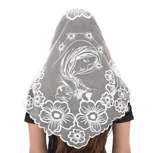 त्रिकोणीय चर्च सिर कवर कढ़ाई शादी के फीता घूंघट - Product Image 1