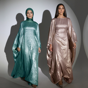 New Designs Shining Polyester Butterfly Kaftan Abaya Solid Color <b>Long</b> <b>Dresses</b> Adjustalbe Belt Inside <b>Dress</b> <b>for</b> Muslim Women - Product Image 2