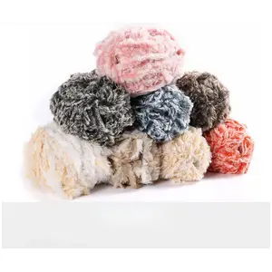 Abundant stock 100% polyester fluffy feather faux fur fancy hand knitting crotchet yarn for socks knitted wholesale