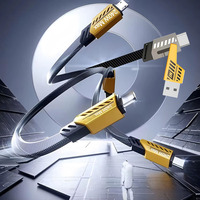 Câble de charge rapide USB Type C 2-en-3 240W pour téléphone/ordinateur/montre USB-L, câble de données 1,2 m compatible iPhone 17/16