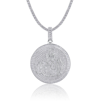 Collier Pendentif Rond Lettre Arabe Moissanite Pavée Plaqué Or 18K Argent Sterling S925 Style Hip-Hop Rétro Pour Rappeur