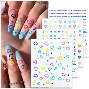 2023 Wholesale Nail Art Supplies Adhesive Cartoon Flowers Figure Nail Art Stickers and Decals