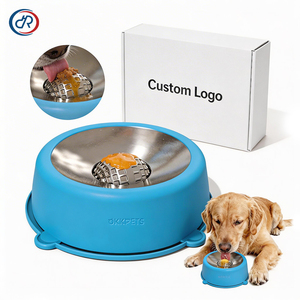 OKKPETS Gamelles anti-gloutonnement en acier inoxydable <span class=keywords><strong>pour</strong></span> chiens, gamelle à lécher antidérapante avec balle <span class=keywords><strong>pour</strong></span> liquides et friandises, gamelle à alimentation lente <span class=keywords><strong>pour</strong></span> chiens - Product Image 1