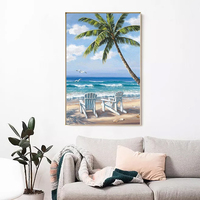 Kit de Peinture Diamant 5D Personnalisé LS – Paysage Marin Estival Écologique avec Arbre et Océan – Décoration Murale