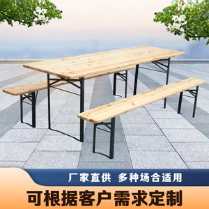 Conjunto de Mesa para Cerveza, Madera de Pino, Estructura de Acero, Plegable, Muebles de Jardín para Patio Exterior - Product Image 3