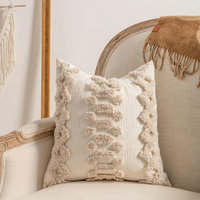 Housse de coussin décorative bohème marocaine brodée, luxe, neutre, pour canapé et fauteuil