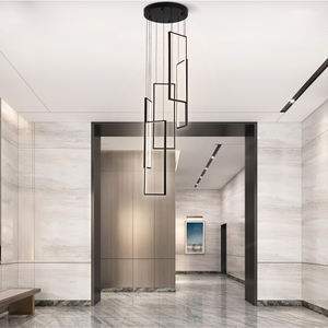 Minimalist Hanging Lights Aluminum Pendant Light LED Chandeliers with Controller Modern Black Pendant Lights <b>for</b> Bedroom <b>Stair</b> - Product Image 2