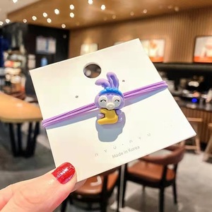 Élastiques à cheveux mignons en forme de lapin de dessin animé, bandeaux tressés élastiques pour filles, cadeau, couleurs assorties, résine plastique, artisanat manuel - Product Image 3