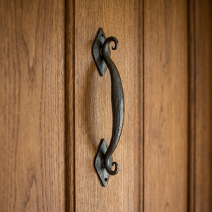 Poignée de porte d'hôtel contemporaine en fer forgé noir zingué - Product Image 2