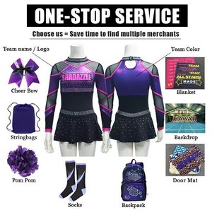 Uniformes de porristas amarillos y negros para niños, sublimación, juego de calentamiento, Diseño de equipo personalizado, uniformes de animación para jóvenes - Product Image 6