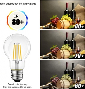 Bóng đèn <span class=keywords><strong>LED</strong></span> sợi đốt kiểu Edison cổ điển, có thể điều chỉnh độ sáng, chân E26 E27 B22, 12V 24V, 4W 6W, ánh sáng trắng ấm, B12, A60, CRI80, 1200 Lumen - Product Image 3