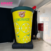 Gobelets à limonade gonflables avec couvercles et pailles, tasses à café gonflables personnalisées pour la décoration des centres commerciaux