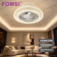Ventilateur de plafond LED FOMSI 3W-45W, lampe à intensité variable, 3 températures de couleur, commande intelligente par télécommande/application, pour chambre à coucher, salon, moteur silencieux à 6 vitesses