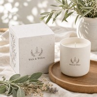 Boîte à bougies en papier grainé, texture fibre naturelle, emballage pliable écologique et plantable pour bougies de soja, faible MOQ