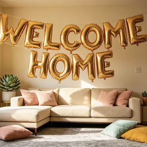 Globo <span class=keywords><strong>de</strong></span> Aluminio con Letras <span class=keywords><strong>de</strong></span> 16 Pulgadas 'WELCOME HOME' para Decoración <span class=keywords><strong>de</strong></span> Fiestas Familiares, Festividades y Celebraciones - Product Image 4