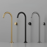 Robinet de bain mural moderne en laiton doré brossé de qualité supérieure, avec cartouche céramique, haute pression, cascade, jet doux/pluie