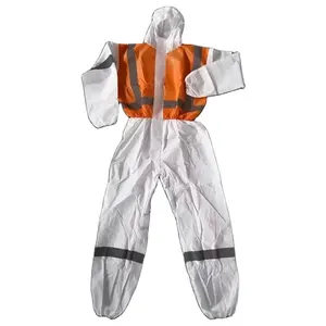 Тип 5/6 одноразовая белая/оранжевая защитная Рабочая одежда для низкой видимости и темной среды