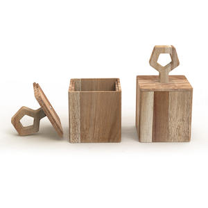 Pot à sucre en bois durable fait à la main - Design moderne avec couvercle hermétique gain de place pour le rangement de la cuisine - Product Image 1