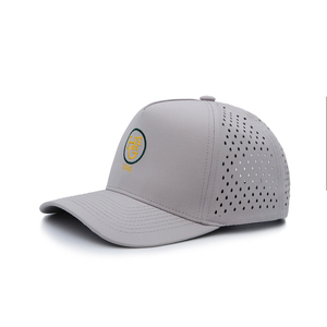 OEM Custom 100% Polyester Silk Screen Printed Water Resistant 5-Panel Laser Cut Embroidery Patch Sport Rope <strong>Grey</strong> <strong>Baseball</strong> <strong>Cap</strong> - Product Image 3