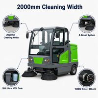 Balayeuse autoportée LM W2000 à 4 brosses, bac de 180 L, batterie 48 V 100 Ah, pour entrepôts et aéroports